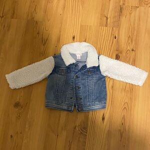 Cat & Jack Blue Denim Jacket with White Sherpa Sleeves